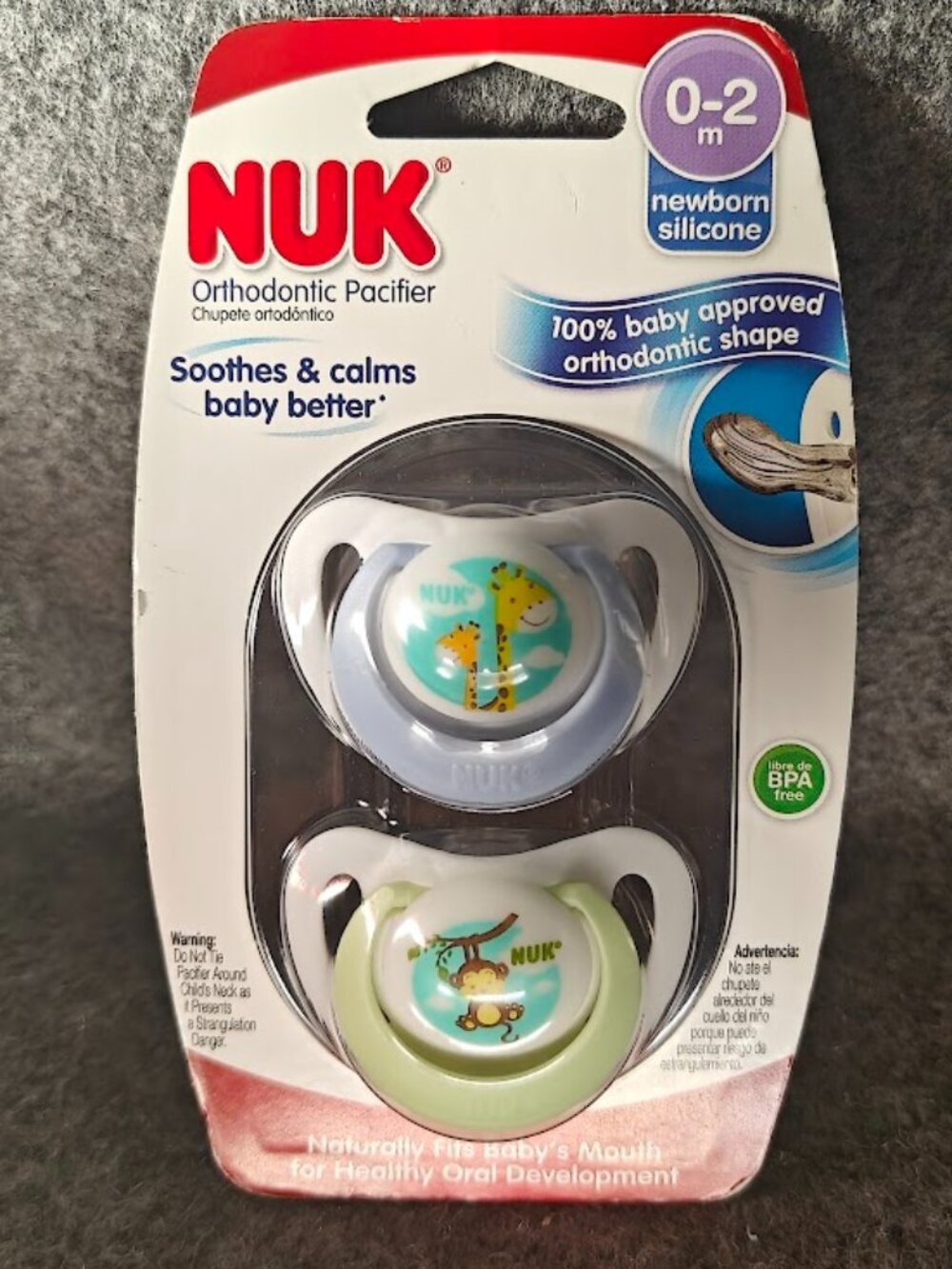 NUK Orthodontic Pacifiers NEW 0–2m Silicone 2‑Pack BPA Free Baby Soother